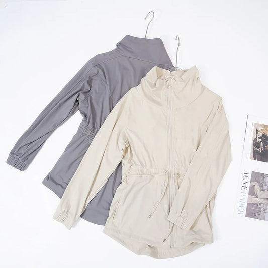 Nylon breathable reflective women's waist windbreaker jacket running outerwear - product image