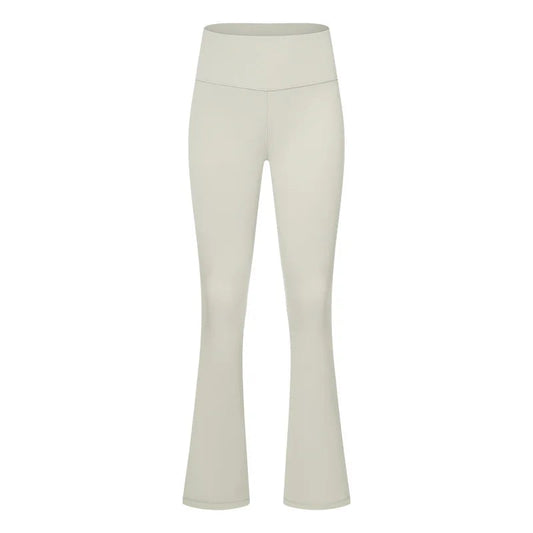 Nylon knit casual bootleg high waist flared yoga pants leggings with hidden pocket - product image