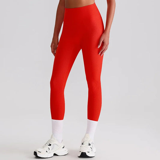 Nylon knit high waist 25" ribbed workout tights women's gym fitness leggings - product image