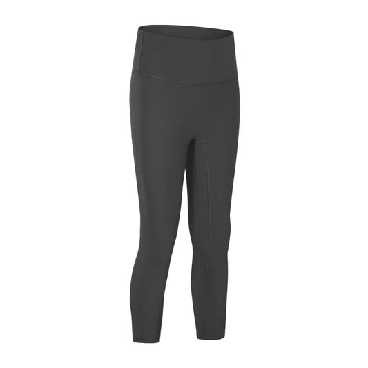 Nylon knit high waist fitness sport capri pants no front seam naked feel 3/4 length - product image