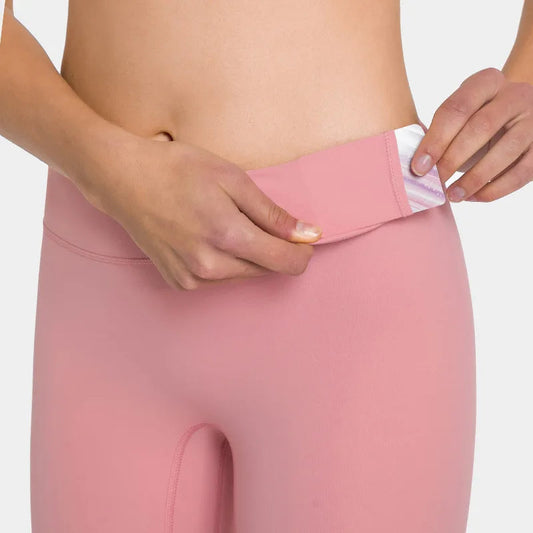 Nylon knit high waist fitness sport capri pants no front seam naked feel 3/4 length - product image
