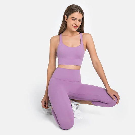 Nylon knit high waist fitness sport capri pants no front seam naked feel 3/4 length - product image