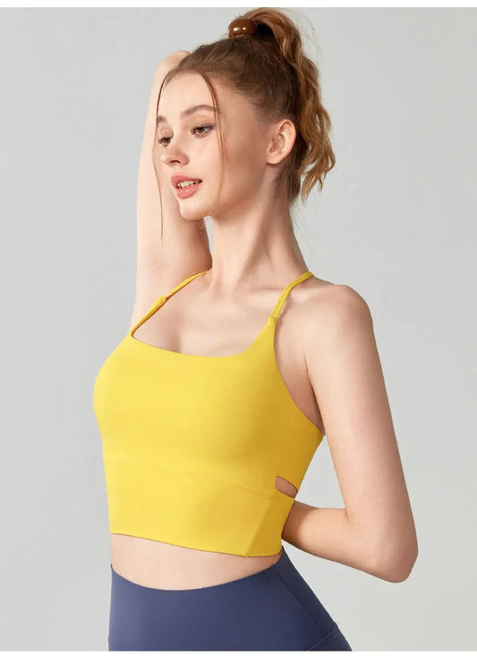 Nylon knit one-piece cup shock-proof breathable back top halter chest pad women's - product image