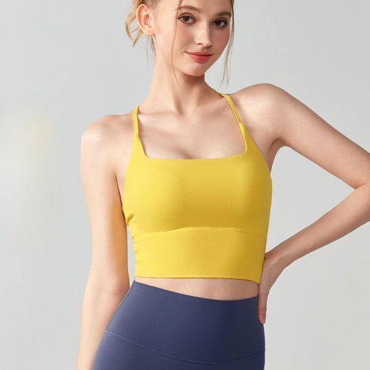 Nylon knit one-piece cup shock-proof breathable back top halter chest pad women's - product image