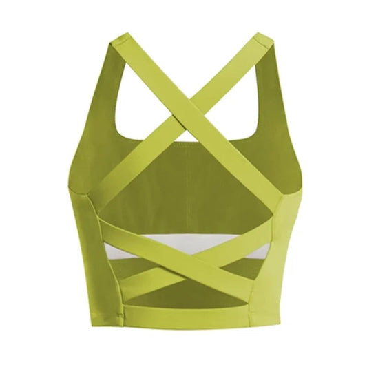 Nylon knit shockproof cross back running fitness sports underwear vest women's - product image