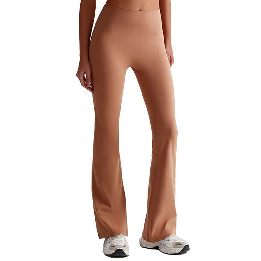Nylon knit women's bootcut flare yoga leggings elastic waist - product image