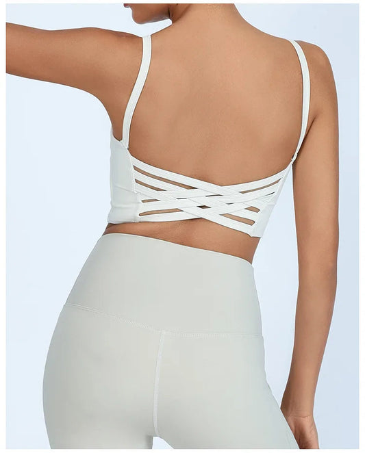 Nylon knit women's shock-proof sports underwear quick dry fitness top - product image