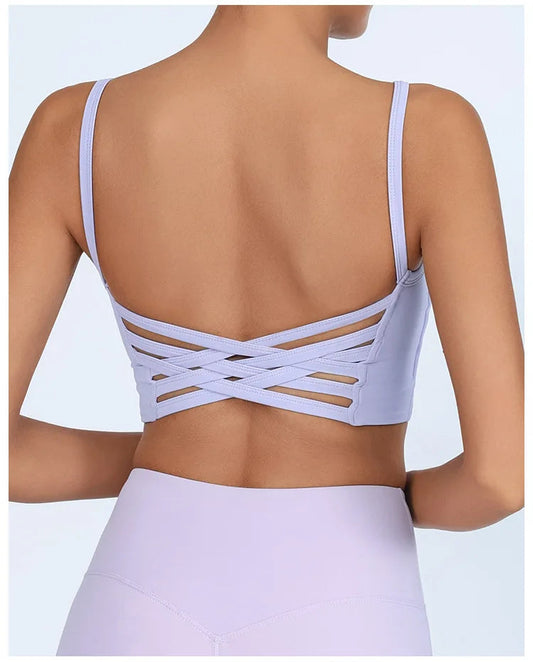 Nylon knit women's shock-proof sports underwear quick dry fitness top - product image