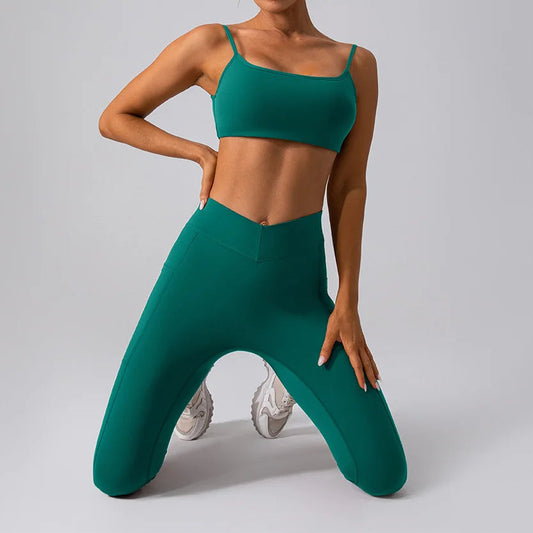 Nylon knit women's square collar gym workout fitness yoga crop top sports bra - product image