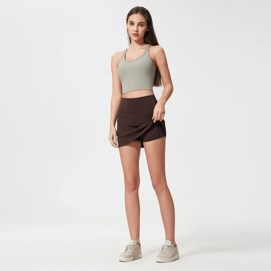Nylon knit workout skorts with built-in shorts for tennis and golf - product image