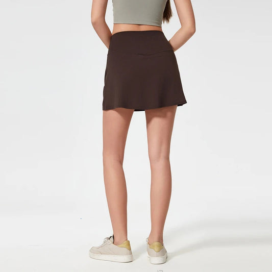 Nylon knit workout skorts with built-in shorts for tennis and golf - product image