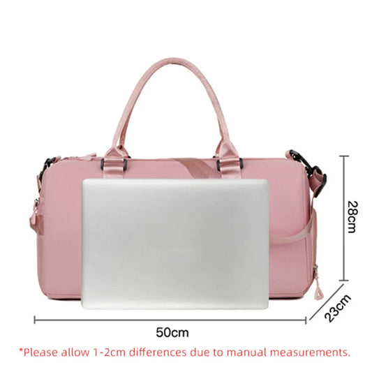 Nylon large capacity waterproof fitness tote bag with dry wet separation and multi-layer pockets - product image