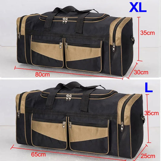 Nylon large capacity waterproof multi-pocket travel and fitness duffel bag - product image