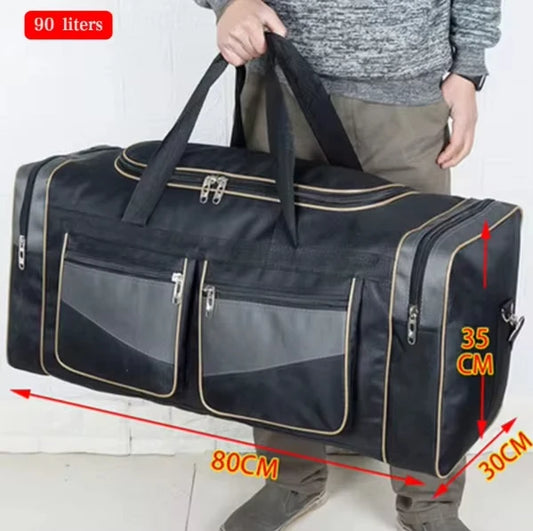 Nylon large capacity waterproof multi-pocket travel and fitness duffel bag - product image