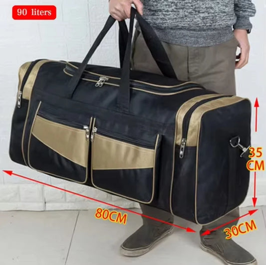 Nylon large capacity waterproof multi-pocket travel and fitness duffel bag - product image