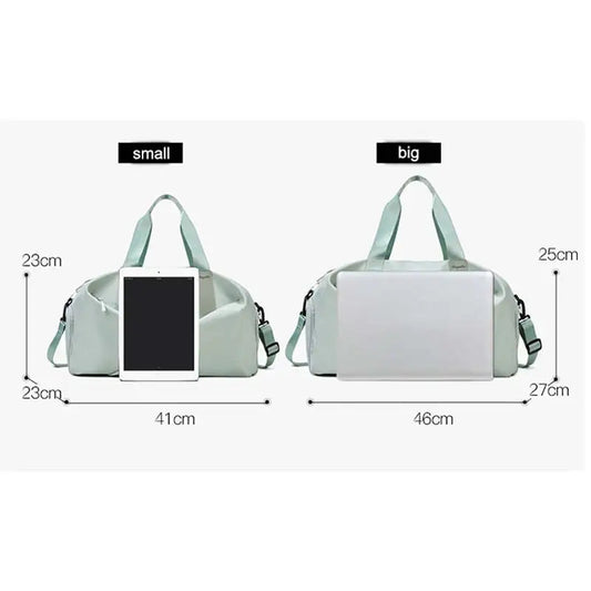 Nylon lightweight waterproof multifunctional dry wet shoulder bag with independent shoe compartment - product image