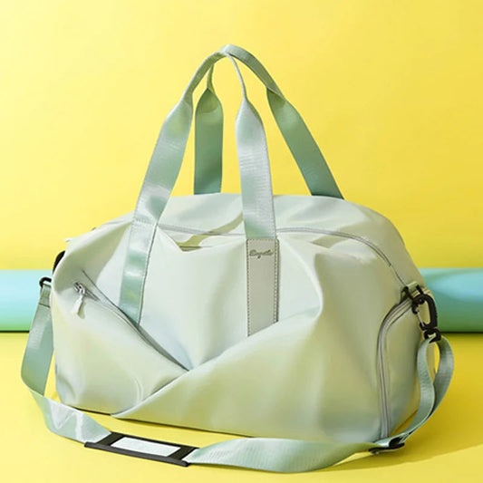 Nylon lightweight waterproof multifunctional dry wet shoulder bag with independent shoe compartment - product image