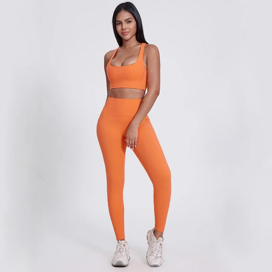 Nylon padded racerback mid impact sports bra crop top for yoga workout - product image