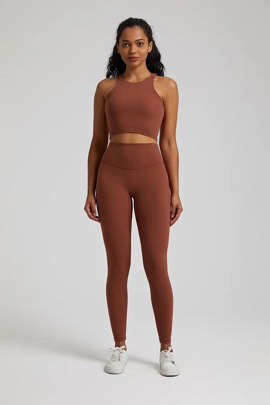 Nylon spandex knit 2-piece push up bra and leggings set for women workout - product image