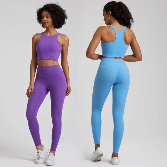 Nylon spandex knit 2-piece push up bra and leggings set for women workout - product image