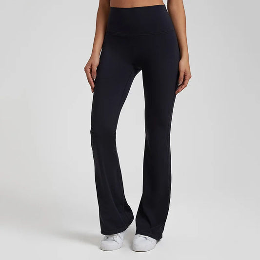 Nylon spandex knit high waist bootcut yoga leggings with 8-way stretch - product image