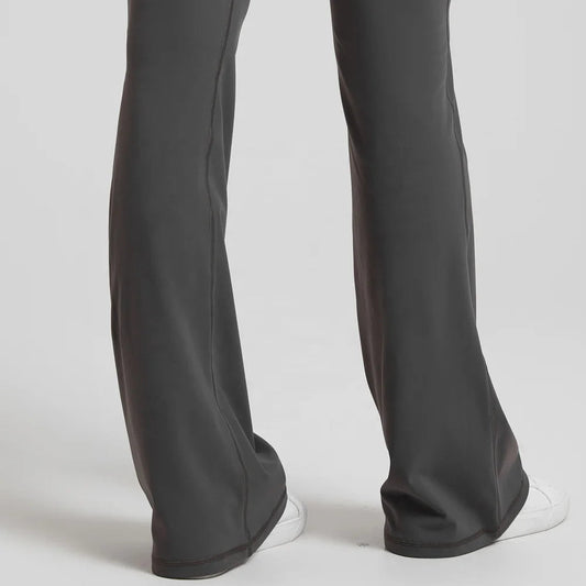 Nylon spandex knit high waist bootcut yoga leggings with 8-way stretch - product image
