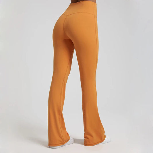 Nylon spandex knit high waist bootcut yoga leggings with 8-way stretch - product image