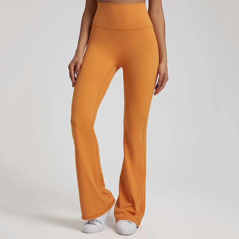 Nylon spandex knit high waist bootcut yoga leggings with 8-way stretch - product image