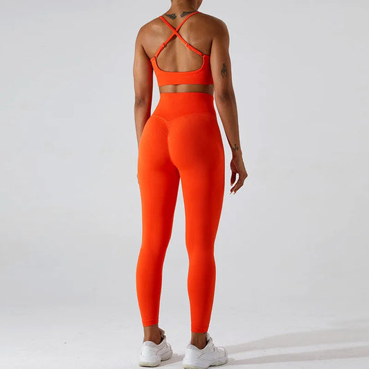 Nylon spandex knit high waist scrunch butt seamless leggings for yoga - product image