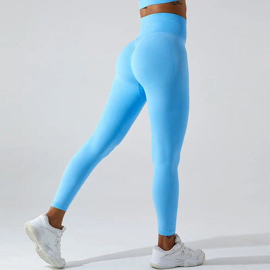 Nylon spandex knit high waist scrunch butt seamless leggings for yoga - product image