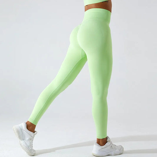 Nylon spandex knit high waist scrunch butt seamless leggings for yoga - product image