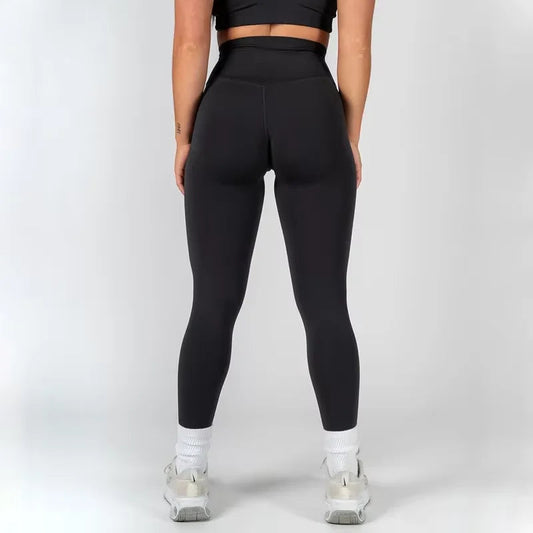 Nylon spandex knit high waist v-shape invisible hip shaper sports leggings women - product image
