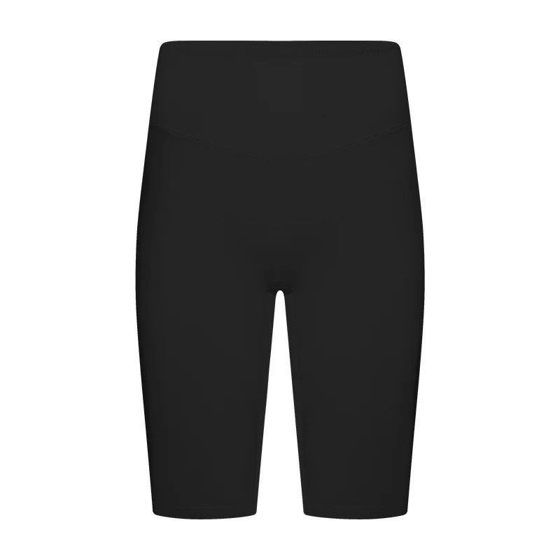 Nylon spandex knit women's high-waisted tummy control five-point yoga shorts - product image