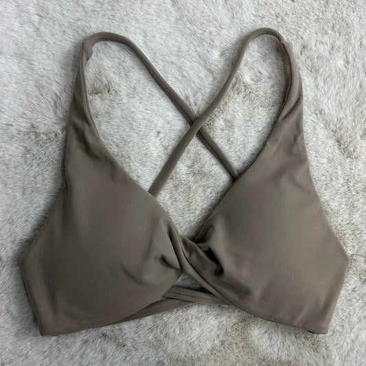 Nylon spandex knit women's padded front twist sports yoga crop tank gym bra - product image