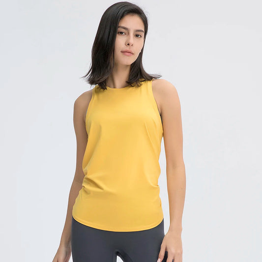 Nylon spandex naked-feel loose fit athletic yoga vest women's jogger tank top - product image