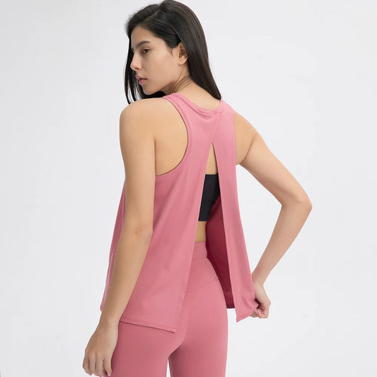 Nylon spandex naked-feel loose fit athletic yoga vest women's jogger tank top - product image