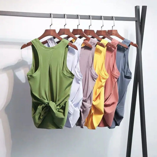 Nylon spandex naked-feel loose fit athletic yoga vest women's jogger tank top - product image