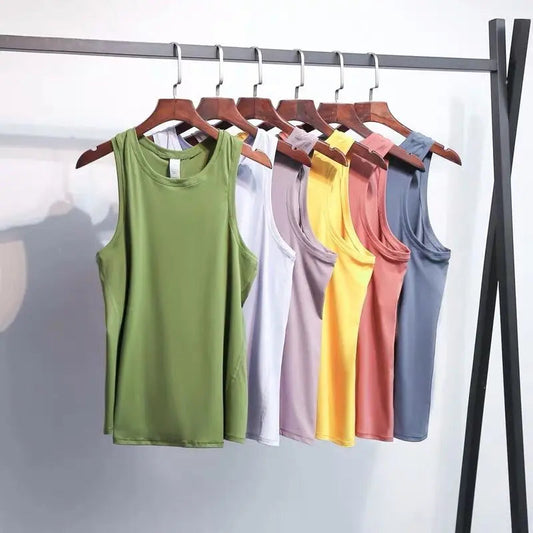 Nylon spandex naked-feel loose fit athletic yoga vest women's jogger tank top - product image
