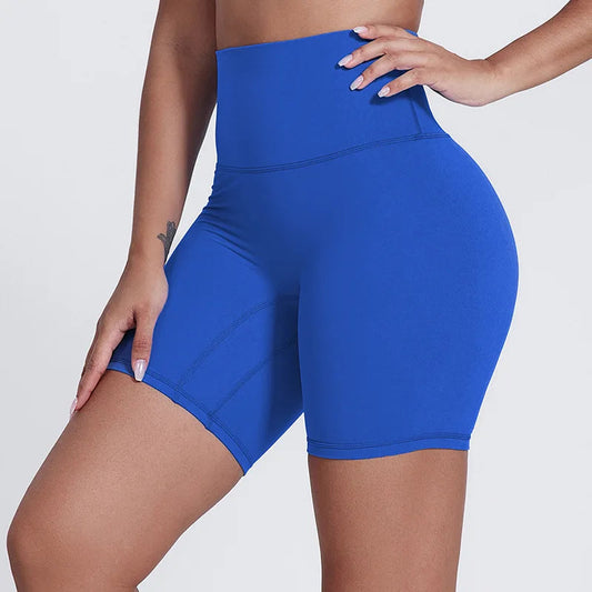 Nylon spandex women's 6" plain high waist gym biker workout shorts - product image