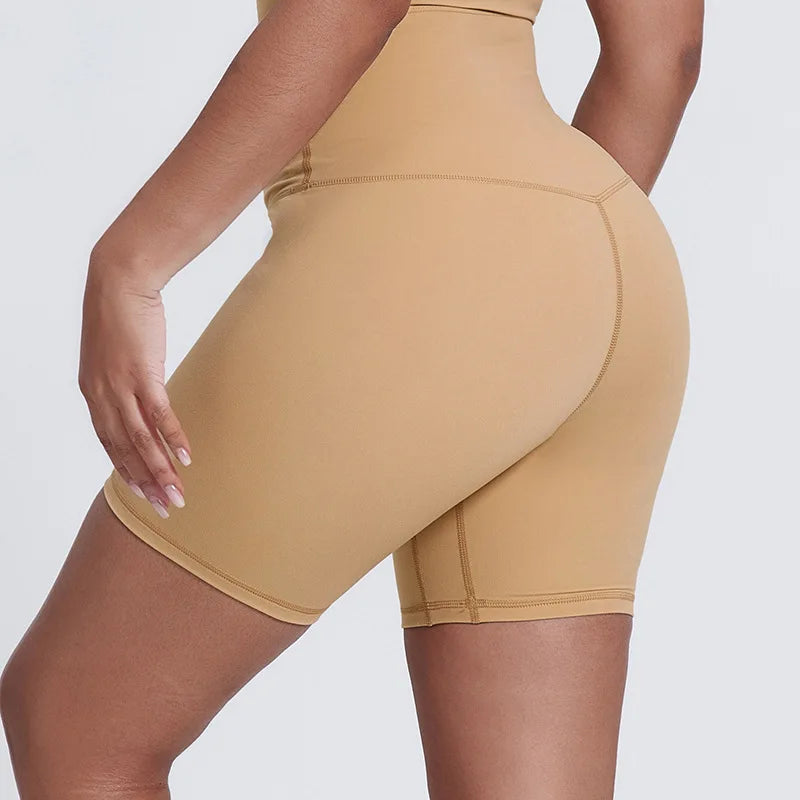 Nylon spandex women's 6" plain high waist gym biker workout shorts - product image