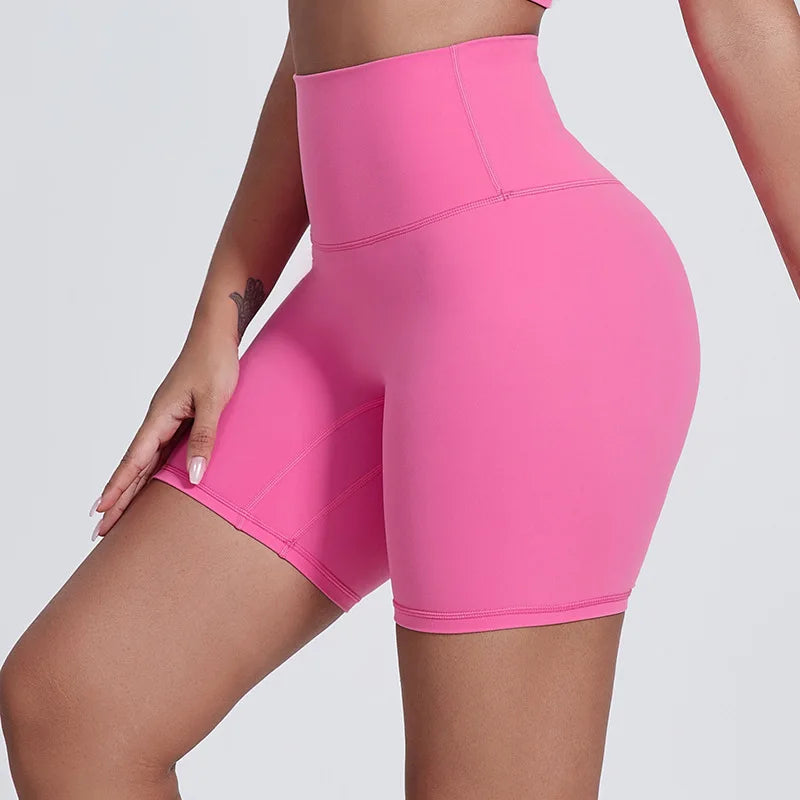 Nylon spandex women's 6" plain high waist gym biker workout shorts - product image