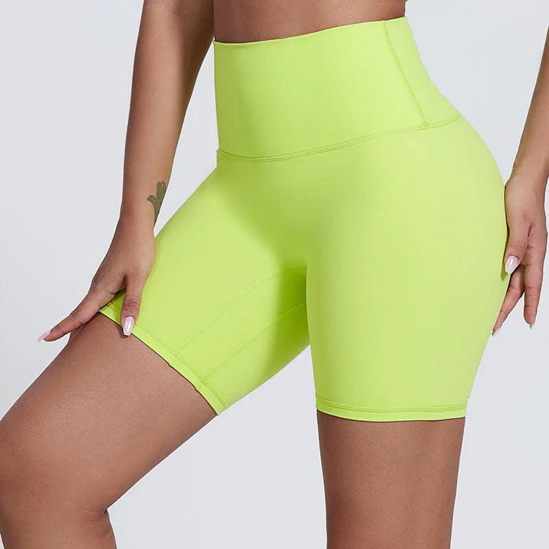 Nylon spandex women's 6" plain high waist gym biker workout shorts - product image
