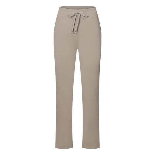 Nylon spandex womens tummy control straight casual running pants drawstring pocket - product image