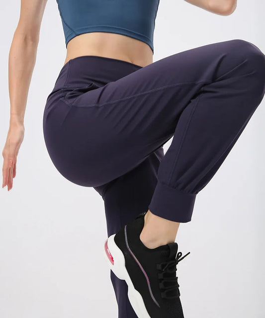 Nylon tat weave high waist girdle yoga pants women's elastic waist no pocket - product image