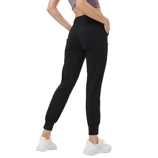 Nylon tat weave high waist girdle yoga pants women's elastic waist no pocket - product image