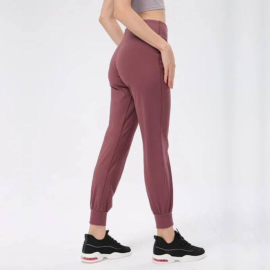 Nylon tat weave high waist girdle yoga pants women's elastic waist no pocket - product image