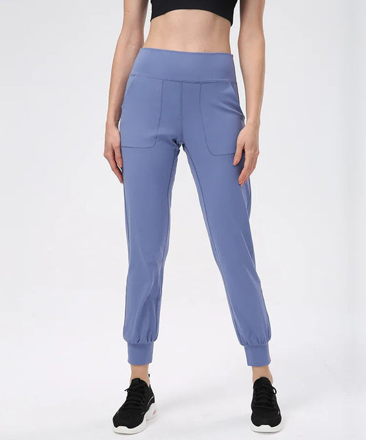 Nylon tat weave high waist girdle yoga pants women's elastic waist no pocket - product image