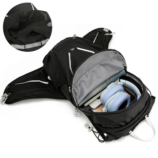 Nylon ultralight softback hydration backpack with reflective strips and external mounting system - product image