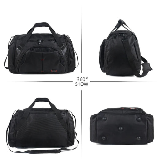 Nylon waterproof large capacity gym bag with independent shoe storage and multi-pocket design - product image