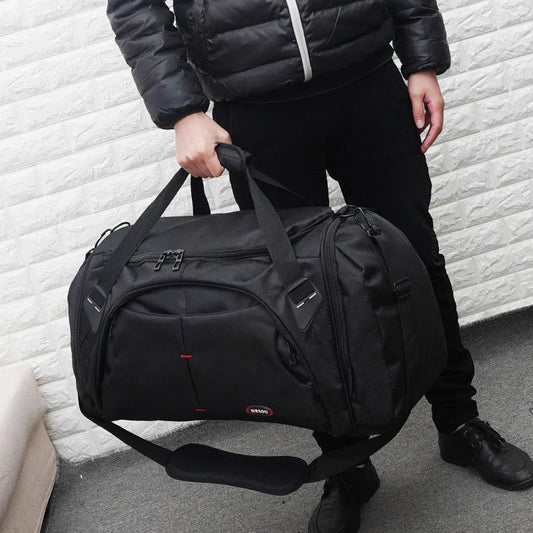 Nylon waterproof large capacity gym bag with independent shoe storage and multi-pocket design - product image